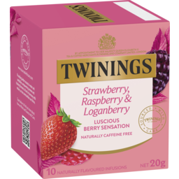 Photo of Twinings Flavoured Fruit Infusions Strawberry, Raspberry & Loganberry Tea Bags 10 Pack 20g