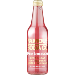 Photo of Famous Soda Co Pink Lemonade Zero Sugar 100% Natural Australian Made Drink