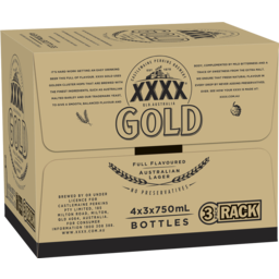 Photo of XXXX Gold Australian Lager 4x3pk 750ml Bottle Carton 