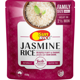 Photo of Sunrice Steamed Rice Jasmine Fragrant White Rice Perfectly Cooked In 2 1/2 Mins Family Size Gluten Free