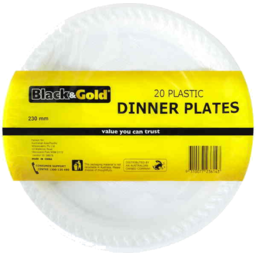 Photo of Black & Gold Plastic Dinner Plates 230