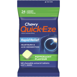 Photo of Quick Eze Rapid Relief Heartburn & Indigestion Peppermint Flavour Antacid Tablets 3 X 8pk
