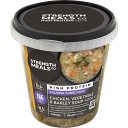 Photo of Strength Meals Co High Protein Calorie Conscious Chicken, Vegetable & Barley Soup