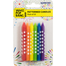 Photo of Whiz Pop Bang Patterned Candles 12 Pack