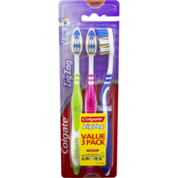 Photo of Colgate Zig Zag Toothbrush, Value 3 Pack, Soft Bristles, Deep Interdental Clean 
