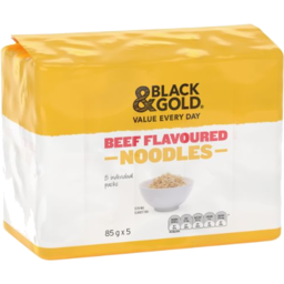 Photo of Black & Gold Beef Flavoured Noodles 5x85g