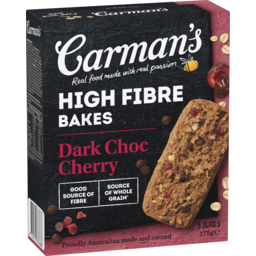 Photo of Carman's High Fibre Bakes Dark Choc & Cherry 5 Pack 175g 175g