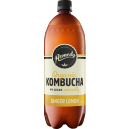 Photo of Remedy No Sugar Organic Ginger Lemon Kombucha Sparkling Live Cultured Drink 1.25l