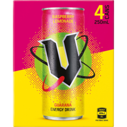 Photo of V Raspberry & Lemonade Energy Drink Cans 4x250ml
