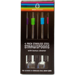 Photo of ecococoon Stainless Steel Strawspoon (Sherbert) - Pack Of 4 With Cleaner