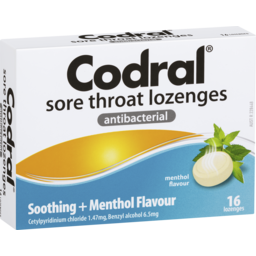 Photo of Codral Sore Throat Lozenges Antibacterial Menthol 16-pack