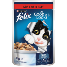 Photo of Purina Felix Beef In Jelly Cat Food Pouch 85g