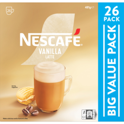 Photo of Nescafe Vanilla Latte Coffee Sachets 26 Pack 481g