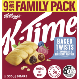Photo of Kelloggs K-Time Baked Twists Strawberry & Blueberry Flavour 9 Pack 333g