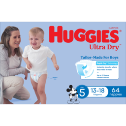 Photo of Huggies Ultra Dry Nappies For Boys 13-18kg Size 5 64 Pack