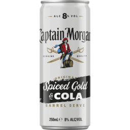 Photo of Captain Morgan Original Spiced Gold & Cola Barrel Serve 8% Can