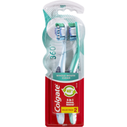 Photo of Colgate 360° Whole Mouth Clean Manual Toothbrush, Value 2 Pack, Soft Bristles