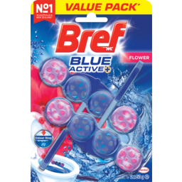 Photo of Bref Blue Active Flower Blossom, Rim Block Toilet Cleaner, 2x50g