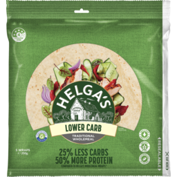 Photo of Helga's Lower Carb Wholemeal Wraps 5 Pack 250g (Vs Low Carb) 