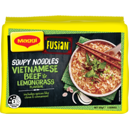 Photo of Maggi Fusian Soupy Noodles Vietnamese Beef & Lemongrass Flavour 5x 65G