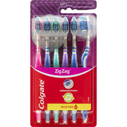 Photo of Colgate Zig Zag Manual Toothbrush, Value 6 Pack, Soft Bristles, Antibacterial Bristles