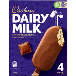 Photo of Cadbury Dairy Milk Vanilla Ice Cream With Chocolate Swirls 4 Pack