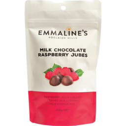 Photo of Emmalines Chocolate Coated Milk Raspberry Jubes