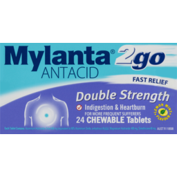 Photo of Mylanta 2go Antacid Double Strength Chewable Tablets Lemon Mint 24 Pack