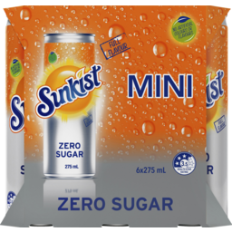 Photo of Sunkist Zero Sugar Soft Drink Mini Cans