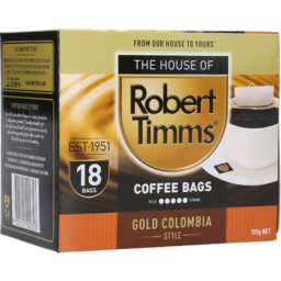 Photo of Robert Timms Coffee Bags Gold Columbia Style 18pk