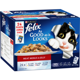 Photo of Purina Felix Meat Menus In Jelly Cat Food Pouches Multipack 24x85g