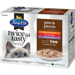 Photo of Fussy Cat Twice As Tasty Grain Free Pate & Pieces Wet Cat Food 12 80g
