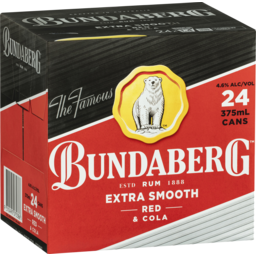 Photo of Bundaberg Rum Extra Smooth Red & Cola Can 375ml 24 Pack