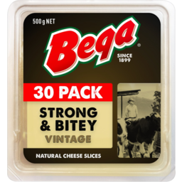 Photo of Bega Strong & Bitey Vintage Cheese Slices 30 Pack 500g