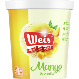 Photo of Weis Half Mango Sorbet & Half Vanilla Ice Cream 1l