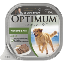 Photo of Optimum Adult With Lamb & Rice Wet Dog Food Tray 100g