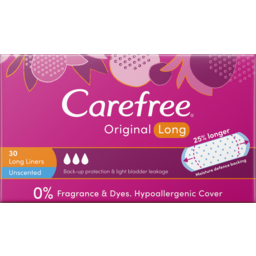 Photo of Carefree Original Unscented Long Panty Liners 30pk