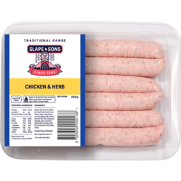 Photo of Slape & Sons Chicken & Herb Sausages 480g