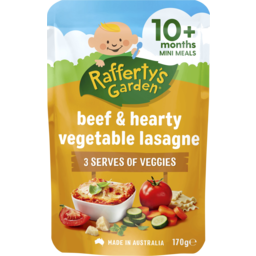 Photo of Raffertys Garden Beef & Hearty Vegetable Lasagne 3 Serves Of Veggies Mini Meals Baby Food 10+ Months