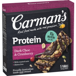 Photo of Carman's Protein Bars Dark Choc & Cranberry 5 Pack 200g