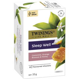 Photo of Twinings Live Well Sleep Well Camomile, Orange Blossom & Honey Tea Bags 22 Packs 33g 