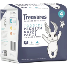 Photo of Treasures Comfort Premium Nappy Pants Toddler Stage 4 18 Pack