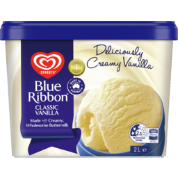 Photo of Blue Ribbon Reduced Fat Ice Cream Dessert Tub Classic Vanilla Made In Australia 2l