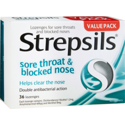 Photo of Strepsils Sore Throat Blocked Nose Lozenges Antibacterial Menthol 36pk