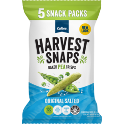 Photo of Calbee Harvest Snaps Baked Pea Crisps Original Salted Snack Packs 5x18g