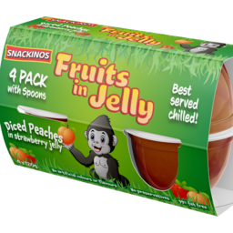 Photo of Snackinos Fruits In Jelly Diced Peaches In Strawberry Jelly 4x120g