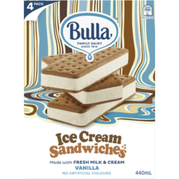 Photo of Bulla Vanilla Ice Cream Sandwiches 4 Pack 440ml