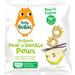 Photo of Baby Bellies Baby Snacks Organic Pear & Vanilla Paws 12g