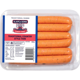 Photo of Slape & Sons Traditional Range Country Style Thin Sausages 480g