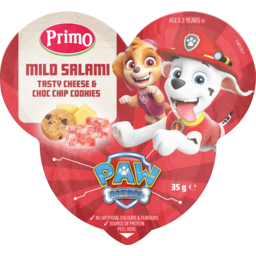 Photo of Primo Paw Patrol Mild Salami Tasty Cheese & Choc Chip Cookies 35g